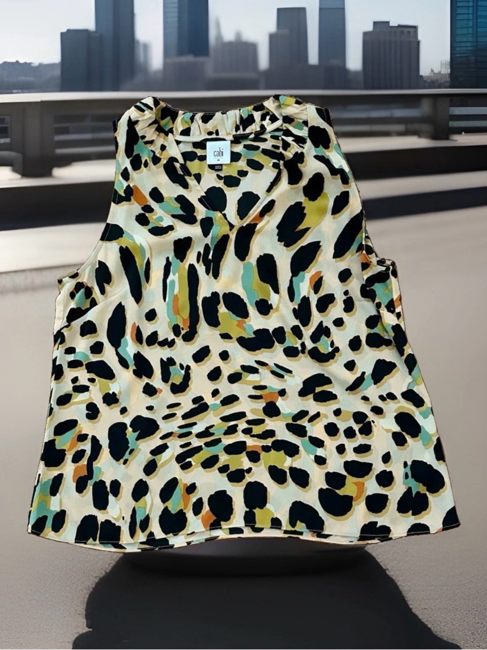 Cabi Josie Top 4551 Women’s M Multicolored Leopard abstract Play Sleepless